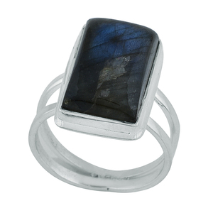 Anillo de labradorita Rectangular de Plata de Ley 925, regalo de boda Chapado en plata a la moda para fiesta, forma de diamante de corte ovalado - Product Image 2