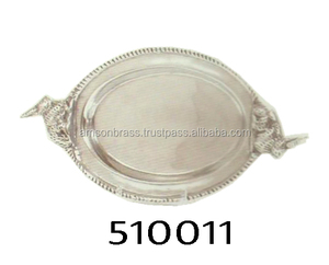 Plateau de service en métal aluminium Vaisselle et vaisselle plaquée Assiette décorative en métal argenté pour maison, hôtel, restaurant, table - Product Image 5