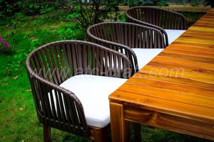 Collection Flores Ensemble de salle à manger d'extérieur élégant-Design tendance Table en osier et poly rotin PE et 4 chaises pour canapé de jardin - Product Image 6