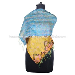 Kantha-Écharpe de Travail en Soie Fait à la Main, Style Vintage, Design Tendance pour Filles SC1217, Cousue à la Main, en Coton, Allover - Product Image 2
