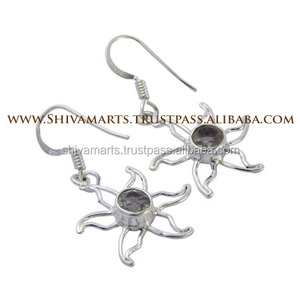 ต่างหูเงินสเตอร์ลิงทำด้วยมือ925ออกแบบที่น่าสนใจพร้อมคริสตัลอัญมณีโรเดียมชุบสำหรับงานเลี้ยงครบรอบสำหรับเป็นของขวัญ - Product Image 2