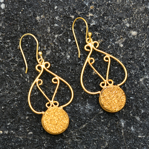 Bling mode 925 argent Sterling naturel Druzy Quartz pierre précieuse plaqué or Vintage mariage fiançailles crochet boucle d'oreille pour la fête - Product Image 4