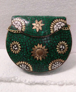 Mosaic Traditional <b>Metal</b> Clutch Bag Handmade Mosaic <b>Metal</b> Partywear Ladies Purse Indian Made Lametierartz - Product Image 4