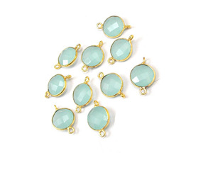 Conector Boho de Calcedonia Aqua Natural de 10mm con Baño de Oro de 18K, Gema de Nacimiento, Estilo Moderno para Toda Ocasión - Product Image 2