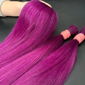 Vietnamese human hair purple color silky straight bulk hair best quality in extensions