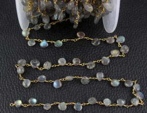 Piedra preciosa labradorita azul con forma de corazón facetado natural, cadena de Rosario chapada en oro hecha a mano, joyería al por mayor - Product Image 4