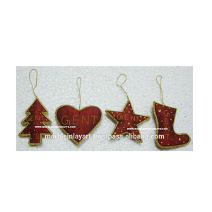 Nouvelles décorations suspendues brodées à la main dans de multiples formes Meilleur grossiste et exportateur de décorations de Noël pour la décoration - Product Image 1