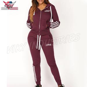 Survêtement pour femmes, ensemble décontracté à rayures, fermeture éclair, manches longues, hauts de sport, pantalon long, ensemble décontracté, deux pièces pour femmes, survêtement - Product Image 1