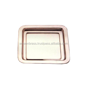 Golden Antique Metal Brass Decorative Tray Wedding Table Serving Tray Set of 3 - Product Image 5