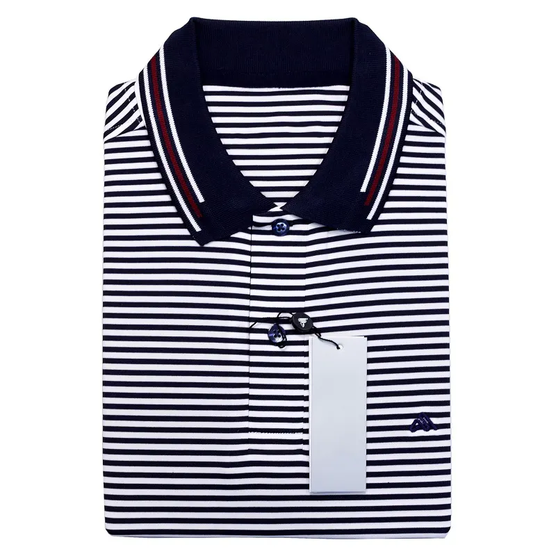 Classic men cotton stripes black and white polo shirt