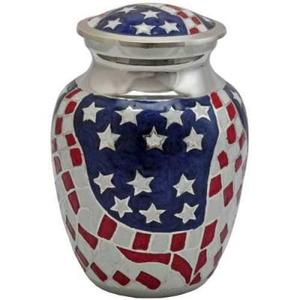 Classic Memorial American Flag Keepsake Pets Metal Brass/Aluminum Cremation <b>Urns</b> <b>for</b> Funeral <b>Ashes</b> - Product Image 2