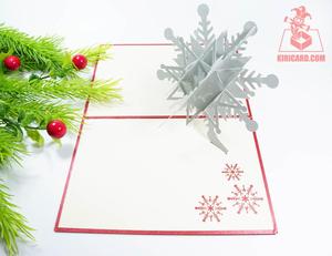กล่องป๊อปอัพเกล็ดหิมะสีขาวพร้อมฝาปิดสีแดงการออกแบบกระดาษงานฝีมือการ์ดคริสต์มาสที่สร้างสรรค์3D ใหม่ - Product Image 5