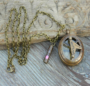 Nautical Pendant Round <strong>Sundial</strong> Compass Necklace Nautical Collection Round <strong>Sundial</strong> Compass 2&quot; Brass <strong>Sundial</strong> Compass - Product Image 1