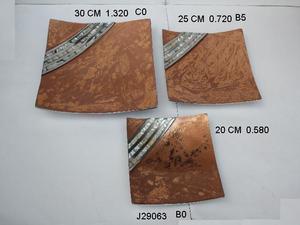 Plateau de service en aluminium moulé moderne de haute qualité forme ovale avec émail et mosaïque de nacre pour bols de service en métal - Product Image 5