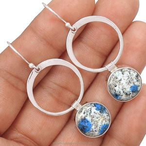 ต่างหูห้อย K2แจสเปอร์สีเงิน925ทรงกลมต่างหูพลอยแจสเปอร์ J2ธรรมชาติสำหรับผู้หญิงจำนวนมาก - Product Image 3