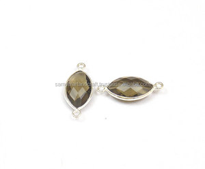Quartz fumé 9x15mm plaqué or connecteur de lunette à facettes en forme de marquise fournisseur en gros pour la fabrication de bijoux - Product Image 6