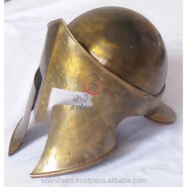 Thời Trung Cổ trang trí Halloween Spartan Mũ bảo hiểm trang phục áo giáp Spartan Mũ bảo hiểm kim loại thủ công 300 phim bản sao Spartan áo giáp Mũ bảo hiểm