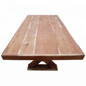 Mesa de comedor Rectangular de madera maciza, Pedestal doble, rústica - Product Image 5