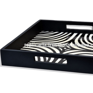 Bandeja de Servicio Decorativa Moderna de Metal Negro con Diseño Calado, Organizador Rectangular para Mesa de Centro, Cocina, Hotel, Restaurante - Product Image 3