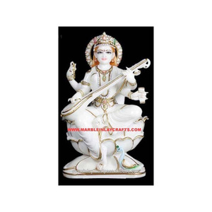White Makrana Marble Saraswati Mata Statue - Product Image 1