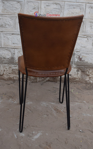 Chaise de salle à manger en cuir véritable avec cadre en fer meubles de restaurant rembourrés pour café hôtels pour restaurants cafés vente en gros en vrac - Product Image 5