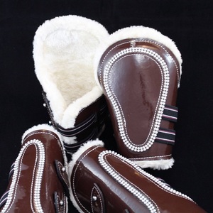 Bottes de cheval en cuir verni Tendon Fetlock Bling Rouge pliable non pérenne - Product Image 5