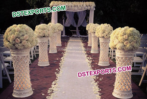 Decoración de Entrada para Pasillo de Boda, Columnas Redondas de Fibra para Pasillo, Pilares Dorados con Diseño Paisley para Bodas, Grandes Columnas de Fibra para Bodas en EE. UU. - Product Image 3