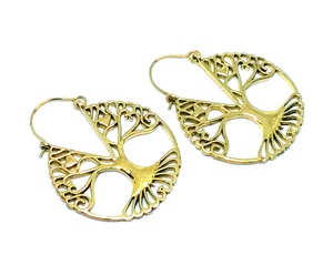 Pendientes de aro Life of Tree para mujer y niña, aretes de aro de latón, Color dorado, regalo, joyería 2021 - Product Image 2