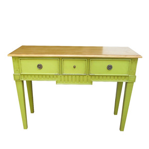 Console de meuble en bois massif au style vintage, couleur Kaki, pour le salon - Product Image 1