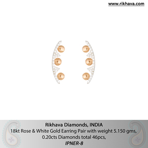 Paire de boucles d'oreilles en or blanc et rose pur 18 carats avec diamants de luxe Accessoire élégant et élégant pour femmes - Product Image 6