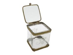<b>Glass</b> <b>Jewelry</b> <b>Box</b> with Chain and Compartments - Product Image 3