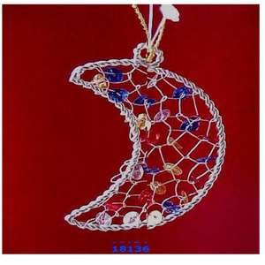 Ornement accrochant fait main de perles de forme de lune pour la décoration de Noël - Product Image 2