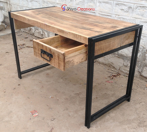 Escritorio de Estudio Moderno Vintage de Madera Maciza, Mueble Convertible Industrial para Computadora y Portátil para Uso en Interiores - Product Image 3