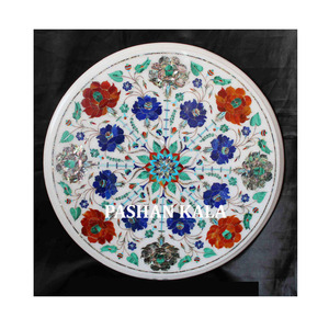 Magnifiques dessus de table basse ronds en marbre incrusté - Product Image 1