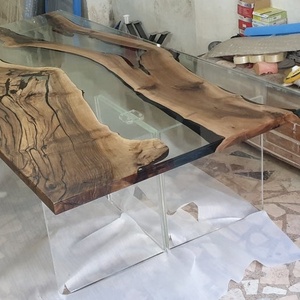 Muebles de lujo Diseño moderno Madera sólida con borde vivo con resina epoxi Mesa Restaurante de comedor y cafetería Mesa de comedor - Product Image 1