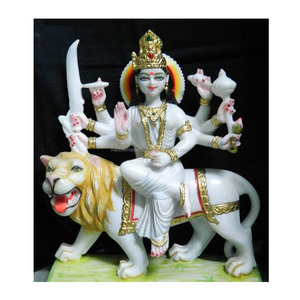 Beautiful Goddess Durga from White Marble Stone Durga Mata Statue - Product Image 1
