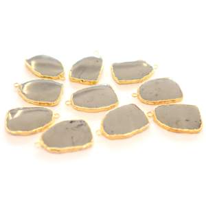 Pyrite 32 à 34 MM avec caution forme inégale plaqué or pendentif pierre naturelle pierres précieuses résultats de bijoux signe du zodiaque Leo - Product Image 2