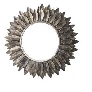 Espejo redondo de hierro forjado para decoración del hogar, espejo metálico colgante