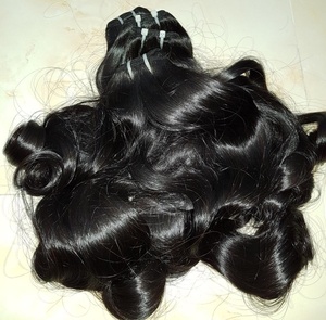 ผมต่อจากผมมนุษย์ผมสีดำเป็นลอนทอแน่นผมดิบเวียดนาม - Product Image 3