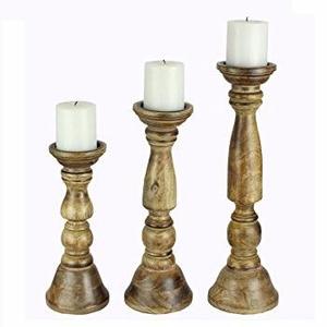 Ensemble de 3 bougeoirs en bois massif, chandelier - Product Image 5