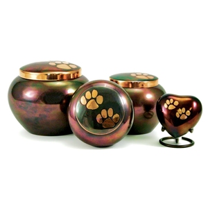 Urnes funéraires en cuivre Raku, petites, pour animaux de compagnie, urnes funéraires commémoratives pour chiens et chats, cendres, pattes gravées, urne pour animaux de compagnie - Product Image 1