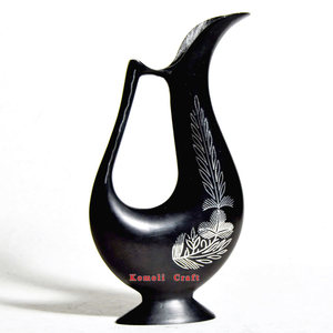 Florero de estilo antiguo de alta calidad, jarrón de flor individual de metal negro grabado de plata, diseño hecho a mano, precio al por mayor - Product Image 2