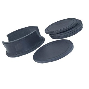 <b>Coasters</b> Leather Round 4 Pcs <b>Black</b> - Product Image 1