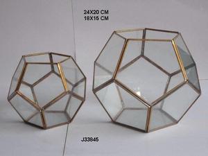 Terrario de Vidrio para Interiores, Diseños Geométricos Poligonales en Contenedor de Latón, Decoración Moderna, Maceta para Suculentas, Helechos y Plantas Aéreas - Product Image 3