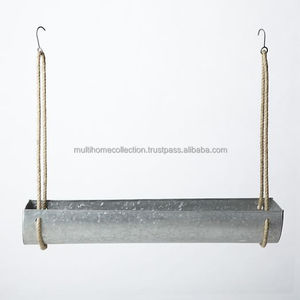 Maceta Vintage de decoración de césped de granja con función colgante, venta al por mayor, maceta colgante de cuerda galvanizada para exteriores - Product Image 1