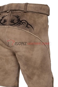 German Bavarian Oktoberfest Lederhosen Trachten High Quality <b>Men's</b> Suede <b>Leather</b> <b>Shorts</b> Eco-Friendly Breathable Button Fly - Product Image 2