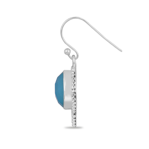 Pendientes de Plata de Ley .925 con Calcedonia Aqua, Forma Redonda, Diseño de Diseñador, Joyería Hecha a Mano de Estilo Vintage - Product Image 3