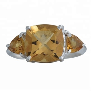 Trillion Cut Citrine Gemstone <b>Ring</b> 925 Sterling <b>Silver</b> with Classic Prong Setting Fashionable <b>Wedding</b> Gift for Parties - Product Image 2