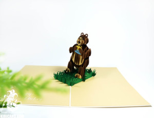 Oso de felicitación 3D personalizado con pastel, tarjeta Pop, artesanía, estilo vietnamita, amor, regalo de cumpleaños, recuerdo de papel - Product Image 4