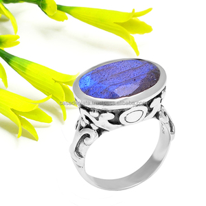 Anillo clásico de Plata de Ley 925, piedra preciosa labradorita, joyería de aniversario de compromiso de boda a la moda para fiestas - Product Image 1
